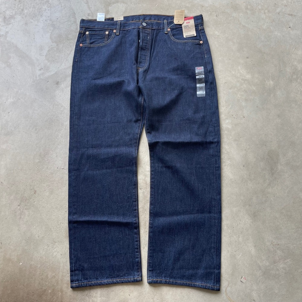 Levis 501 Original Fit Mens Jeans 40x30 Dark Wash Blue Denim Button Fly